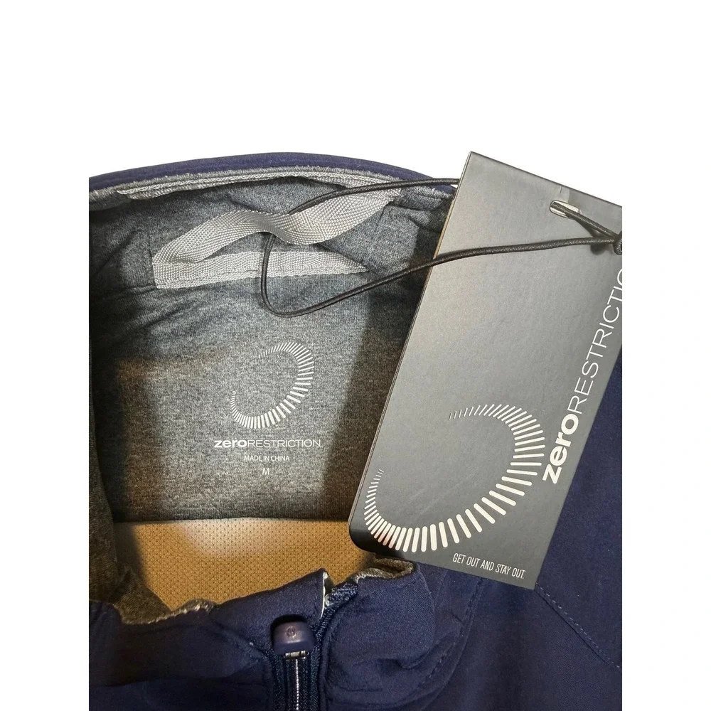Zero Restriction Mens Navy Blue Grey Full Zip Golf Vest Mock Neck Medium NWT